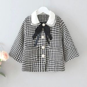 Shein toddler girls coat jacket sweater houndstooth holiday dress 2T